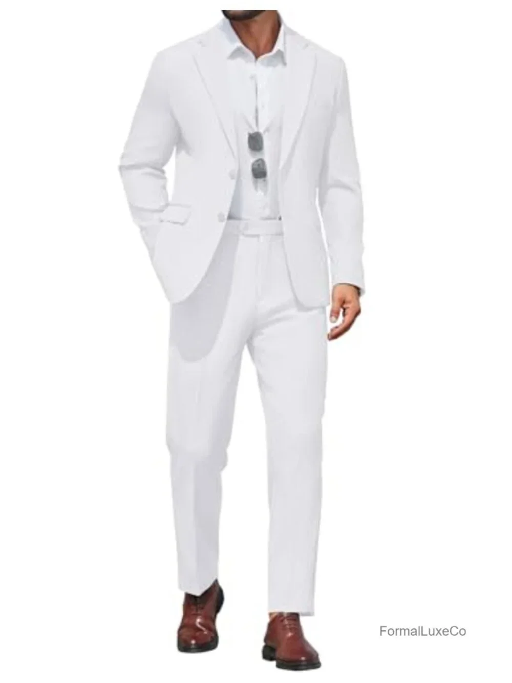 Slim Fit 2-Piece Suit Set with Blazer & Pants, Two Button, Wedding, Prom,